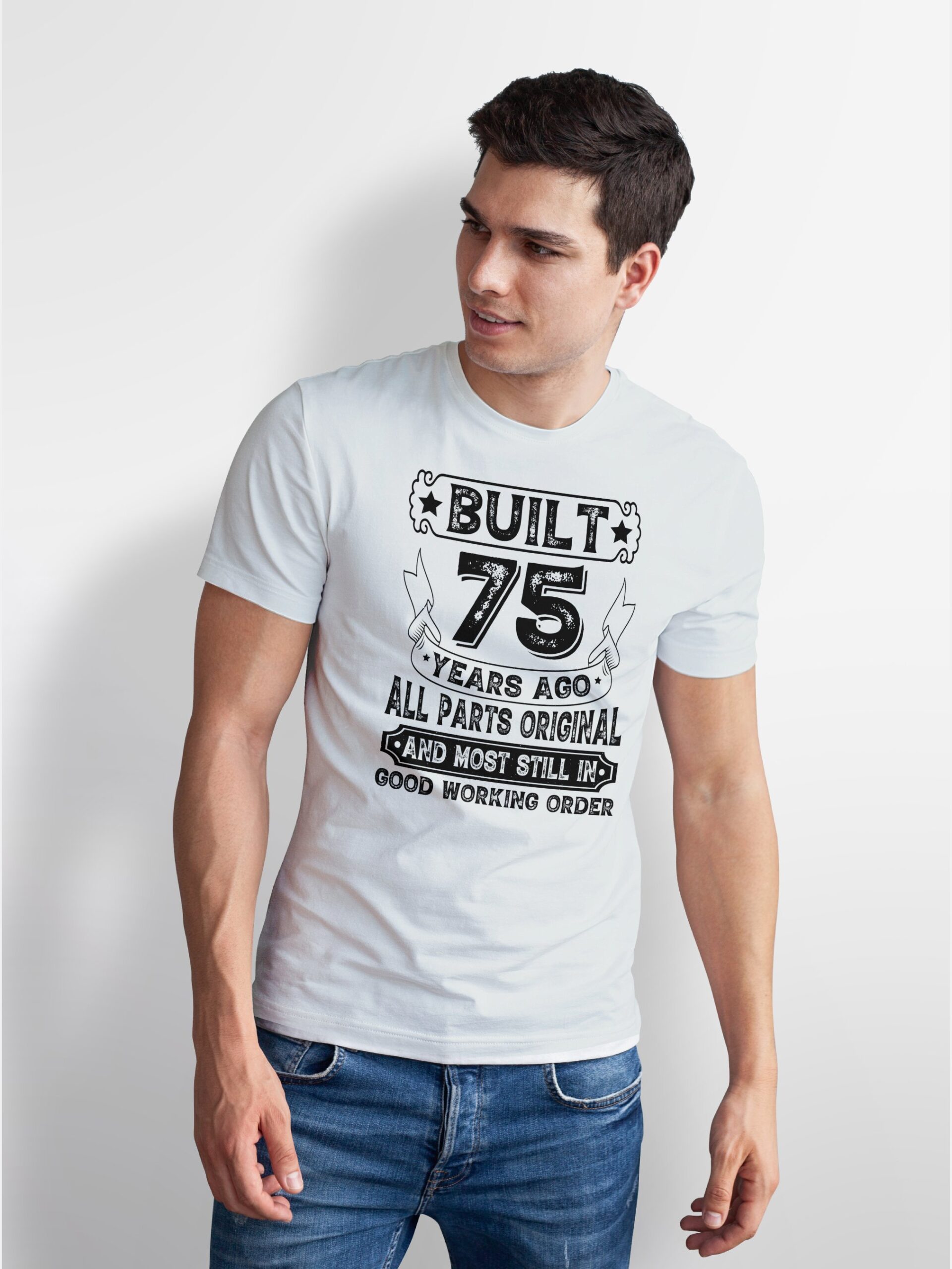 75th birthday t shirt, built 75 years ago, funny gift, vintage tee, all original parts, milestone 75th birthday t shirt, built 75 years ago, funny gift, vintage tee, all original parts, milestone