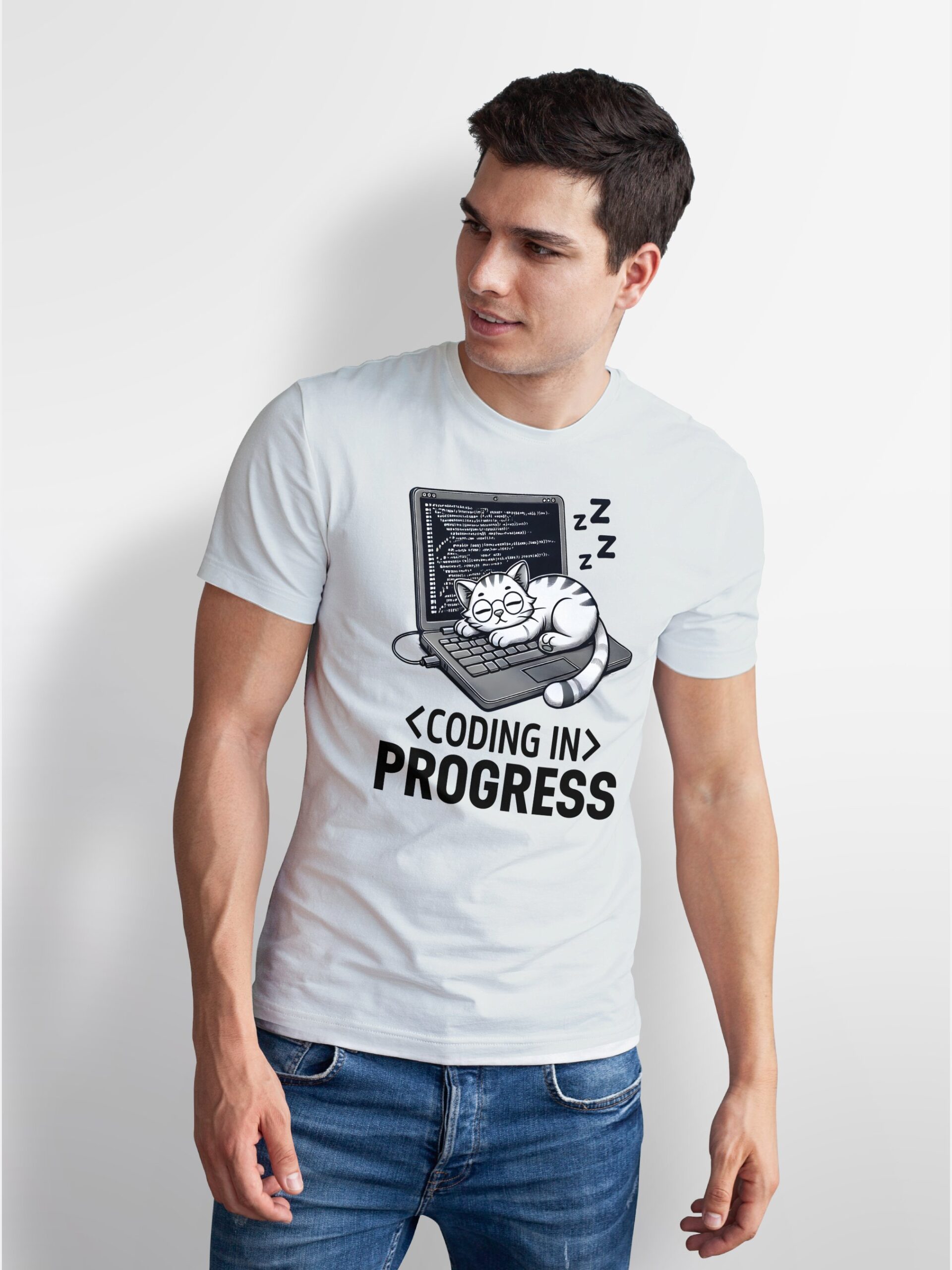 coding in progress t shirt, cat programmer, funny coder tee, software engineer gift, developer shirt, sleeping geeky coding in progress t shirt, cat programmer, funny coder tee, software engineer gift, developer shirt, sleeping geeky
