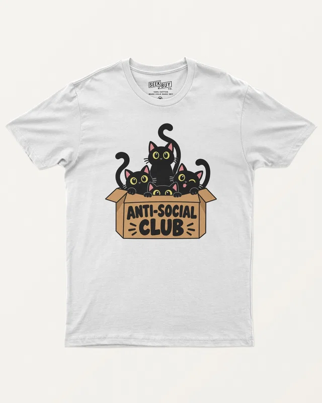 Anti-Social Cat Club Regular T-Shirt in White — front