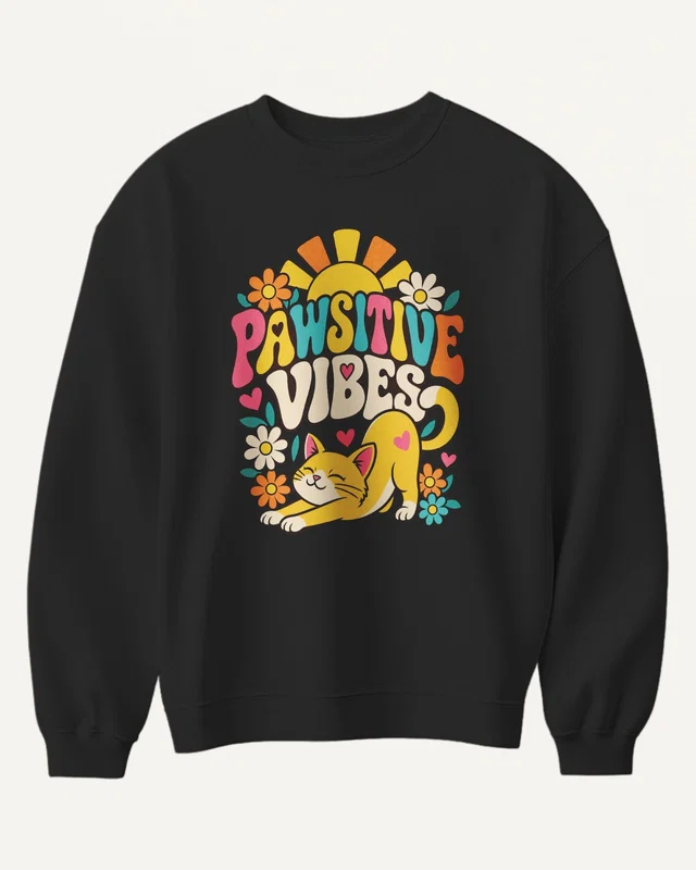 Pawsitive Vibes Sweatshirt in Black — front