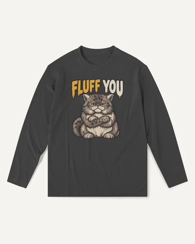 Fluff You Long-Sleeve T-Shirt in Black — front