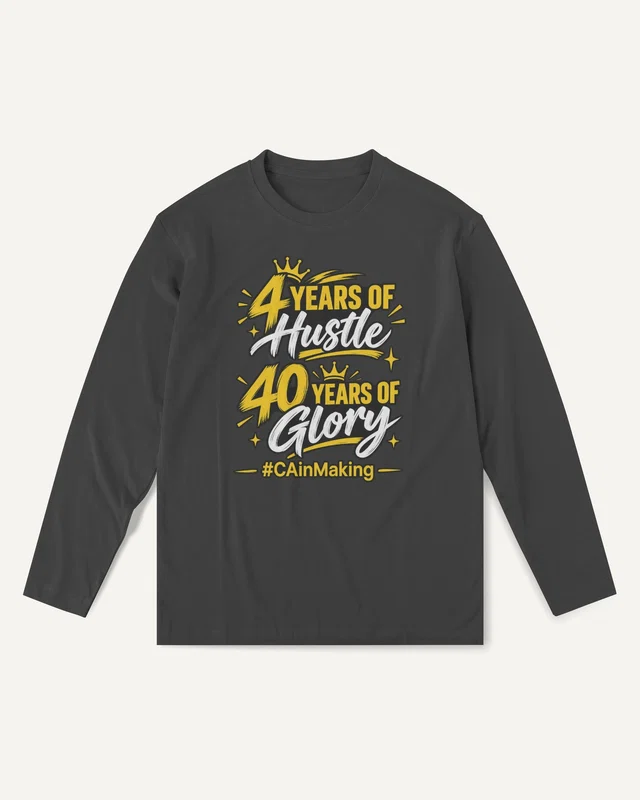 Four Years of Hustle Forty Years of Glory Long-Sleeve T-Shirt in Black — front