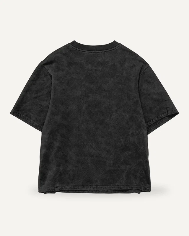 Acid-Wash Oversized T-Shirt Black plain back