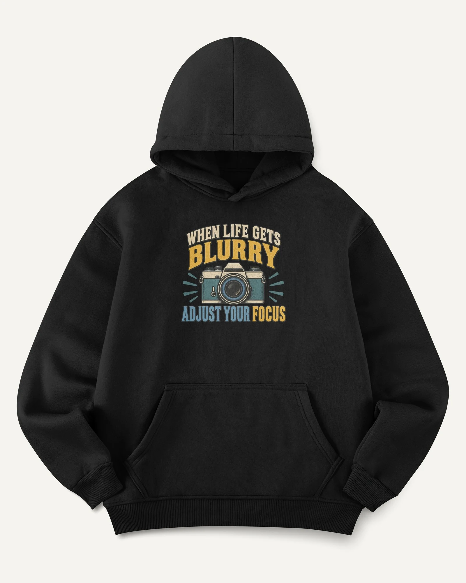 Adjust Your Focus Graphic Hoodie in Black — front Adjust Your Focus Graphic Hoodie in Black — front