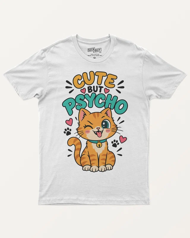 Cute but Psycho Regular T-Shirt in White — front