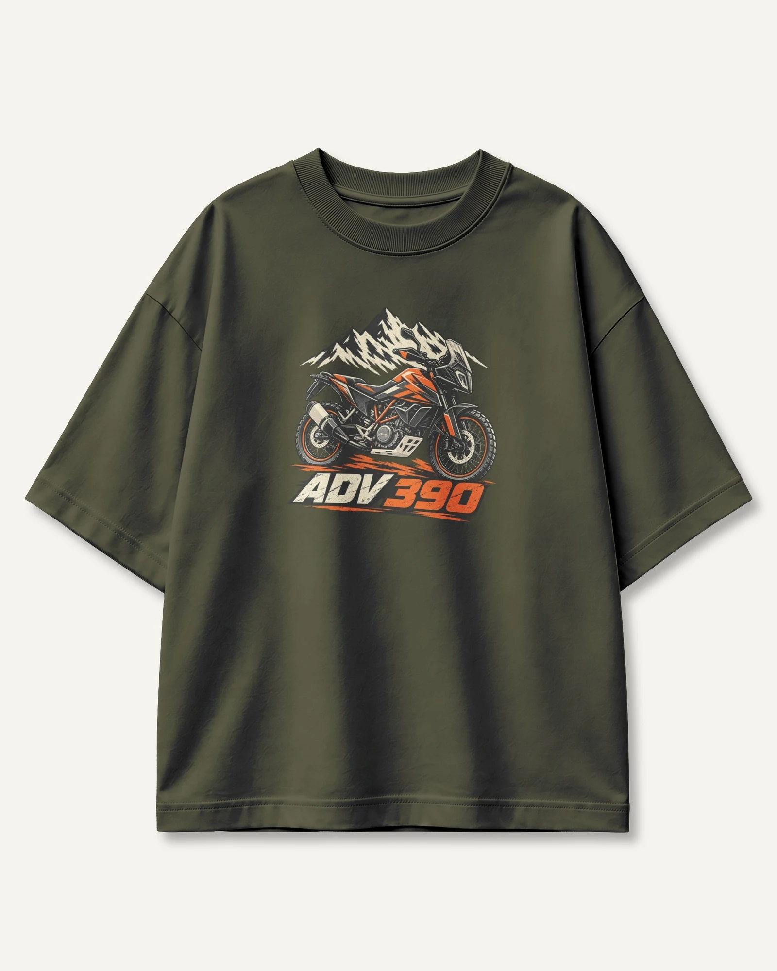 ADV 390 Oversized T-Shirt in Olive Green — front ADV 390 Oversized T-Shirt in Olive Green — front