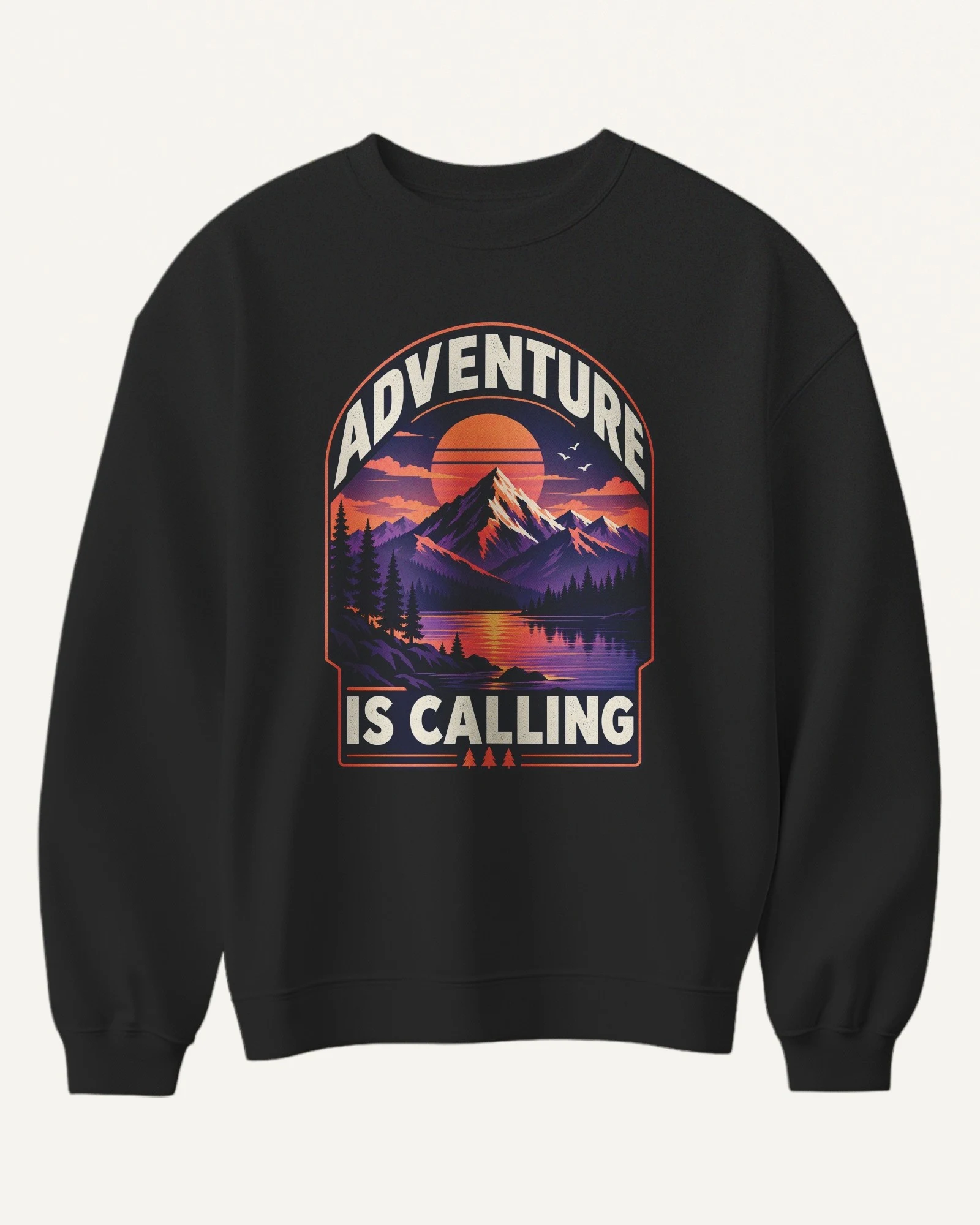 Adventure Is Calling Sweatshirt in Black — front Adventure Is Calling Sweatshirt in Black — front