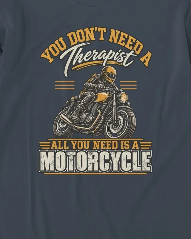 All You Need Is a Motorcycle Long-Sleeve T-Shirt in Navy Blue — design detail