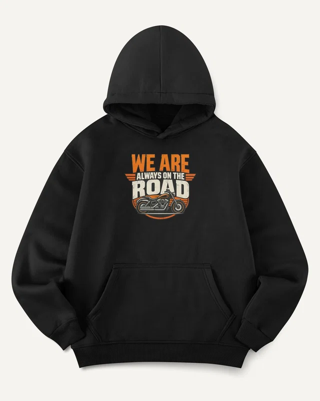 Always on the Road Graphic Hoodie in Black — front