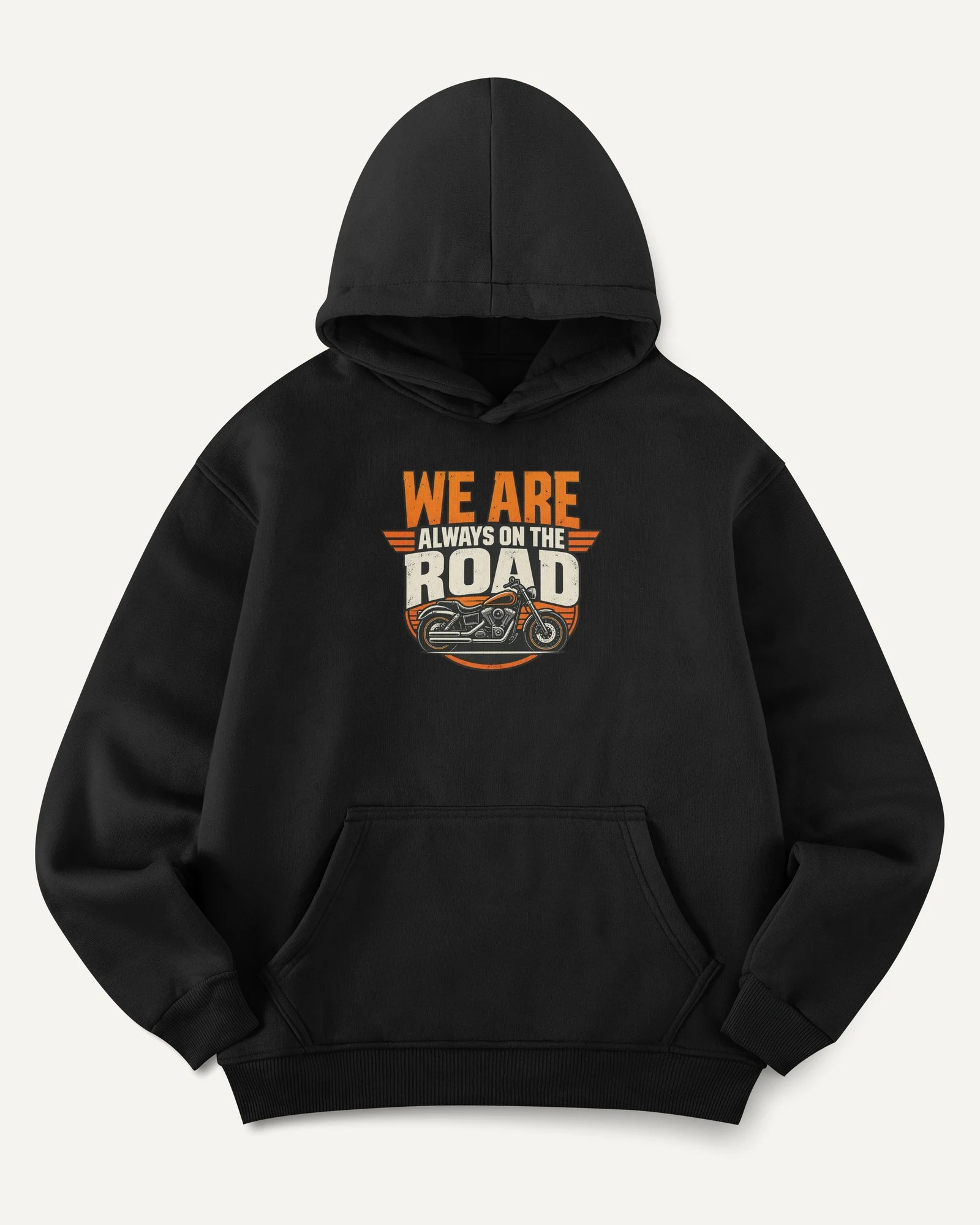 Always on the Road Graphic Hoodie in Black — front Always on the Road Graphic Hoodie in Black — front