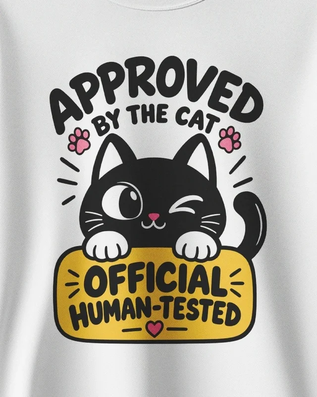 Approved by the Cat Sweatshirt in White — design detail