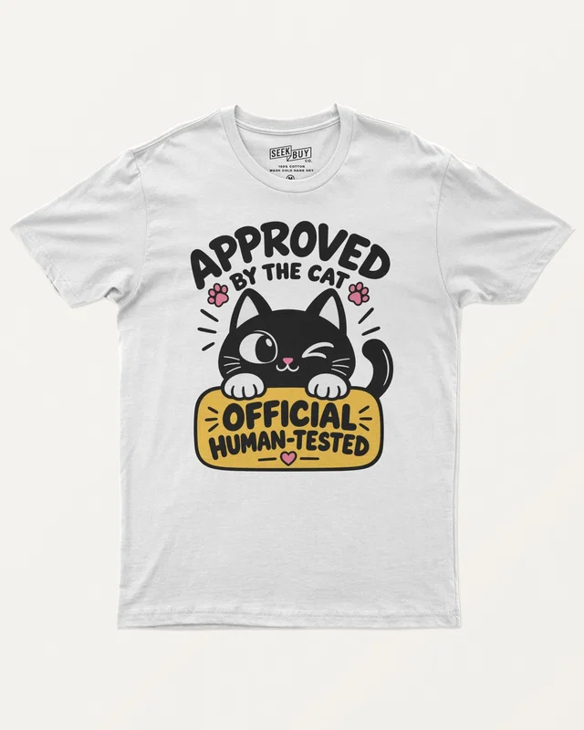 Approved by the Cat Regular T-Shirt in White — front