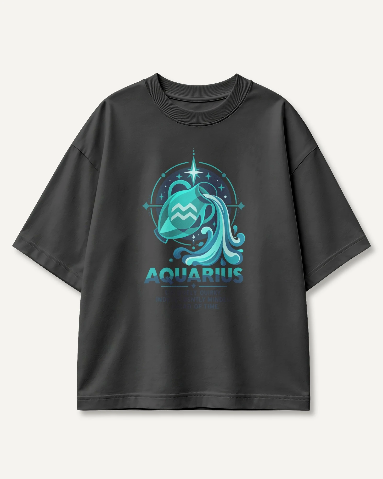 Aquarius Oversized T-Shirt in Black — front Aquarius Oversized T-Shirt in Black — front