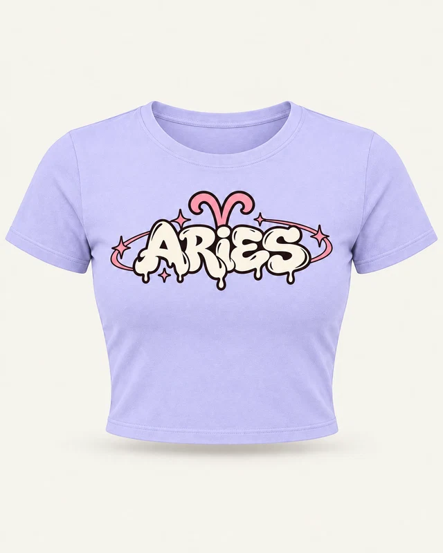 Aries Graphic Crop Top in Lavender — product front
