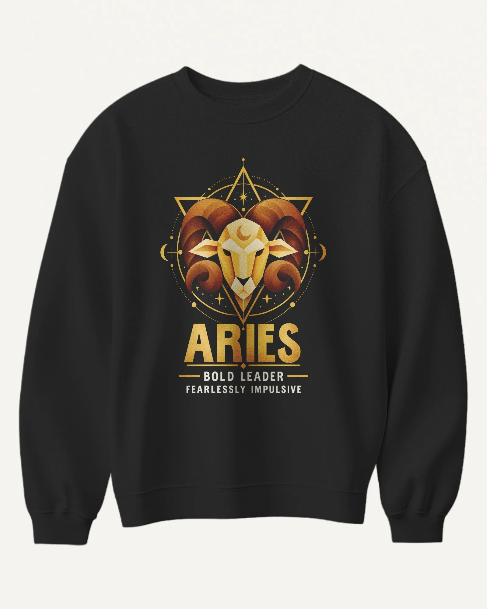 Aries Sweatshirt in Black — front Aries Sweatshirt in Black — front