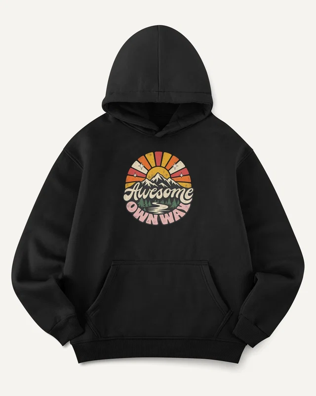 Awesome in My Own Way Graphic Hoodie in Black — front