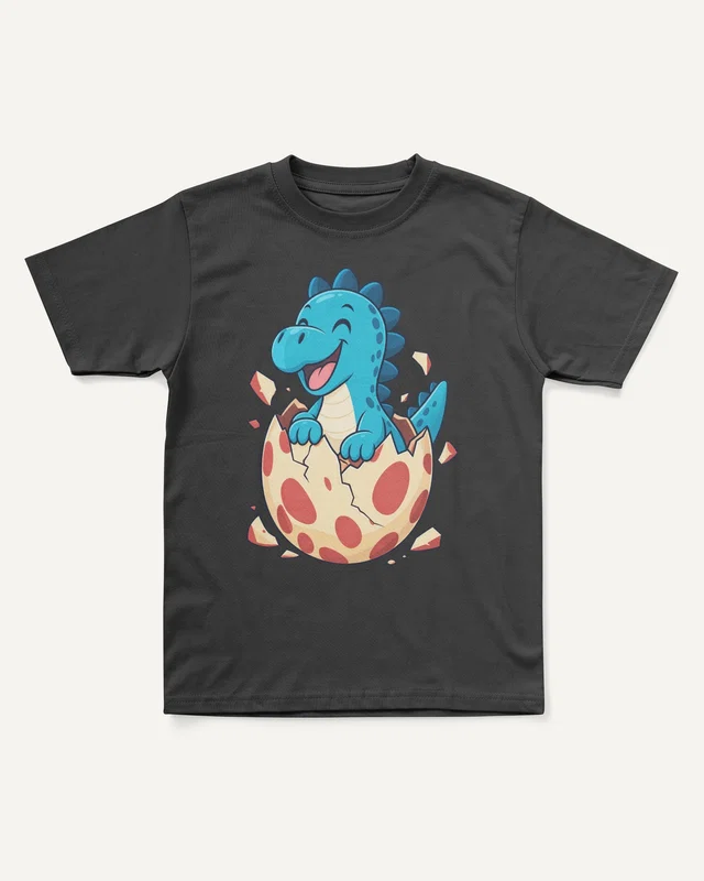 Baby Dinosaur Kids’ T-Shirt in Black — front