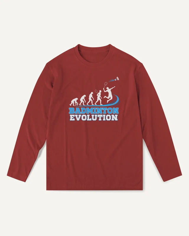 Badminton Evolution Long-Sleeve T-Shirt in Red — front
