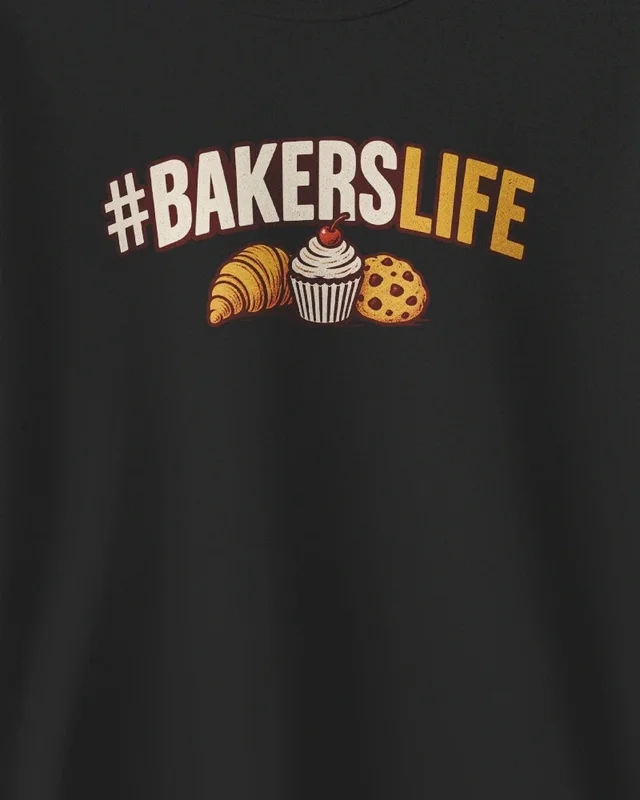 Baker's Life Sweatshirt in Black — design detail