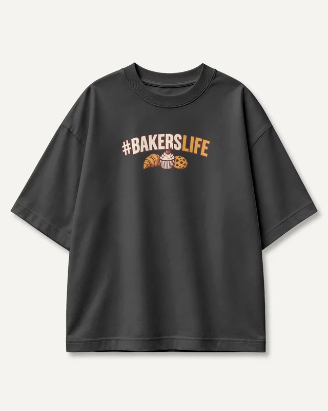 Baker's Life Oversized T-Shirt in Black — front