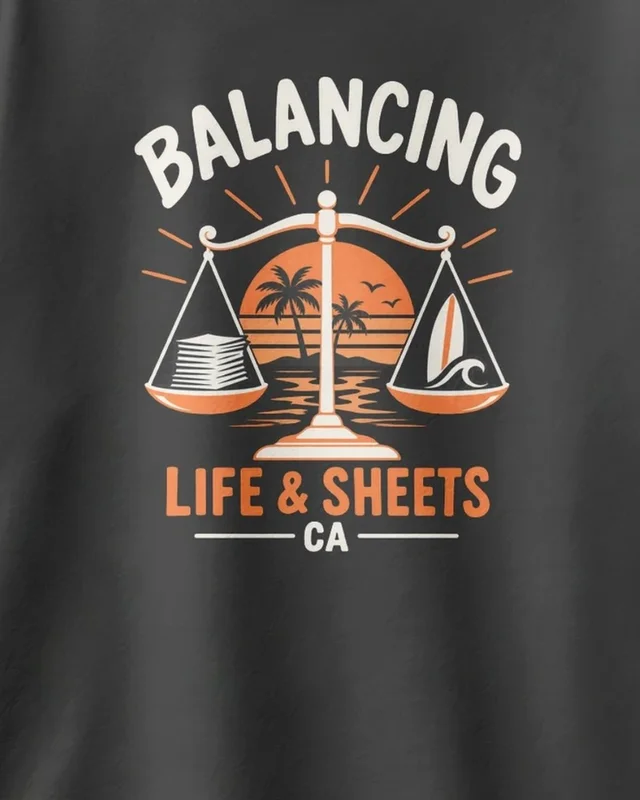 Balancing Life and Sheets Oversized T-Shirt in Black — design detail