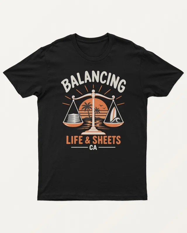 Balancing Life and Sheets Regular T-Shirt in Black — front