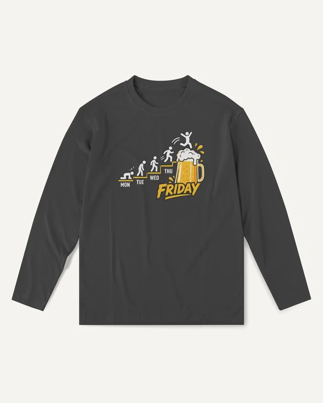 Friday Beer Evolution Long-Sleeve T-Shirt in Black — front