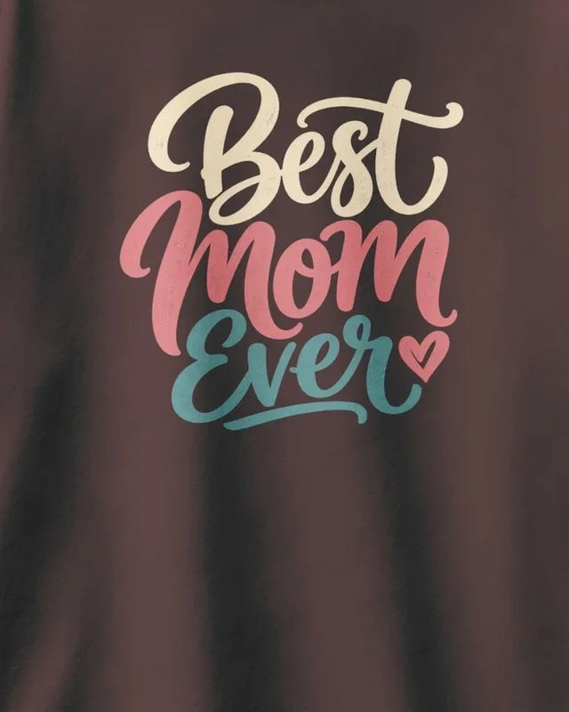 Best Mom Ever Oversized T-Shirt in Maroon — design detail
