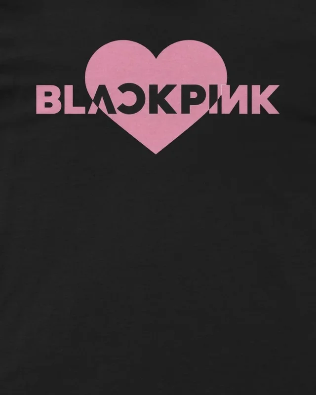 Blackpink Heart Regular T-Shirt in Black — design detail