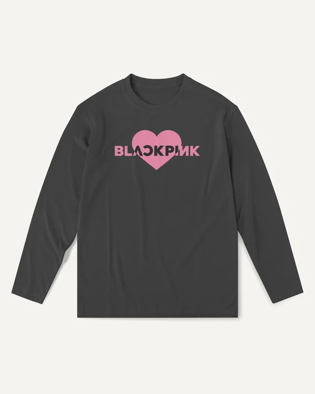Blackpink Heart Long-Sleeve T-Shirt in Black — front