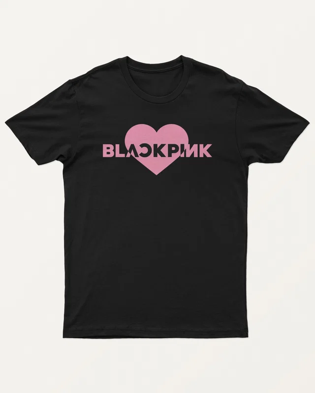 Blackpink Heart Regular T-Shirt in Black — front