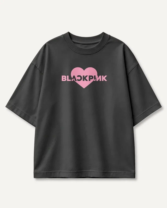 Blackpink Heart Oversized T-Shirt in Black — front
