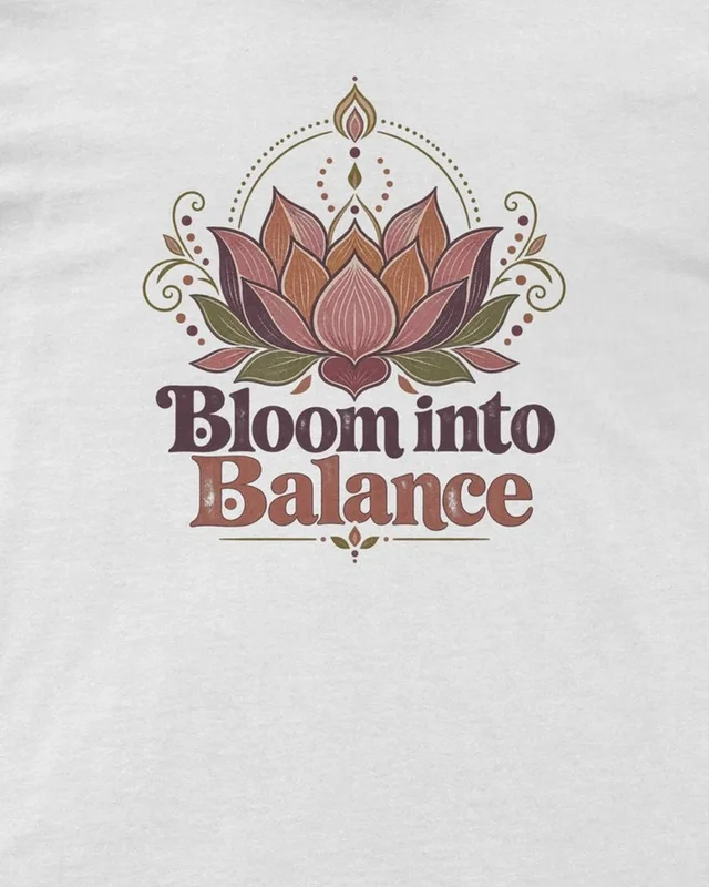 Bloom into Balance Regular T-Shirt in White — design detail