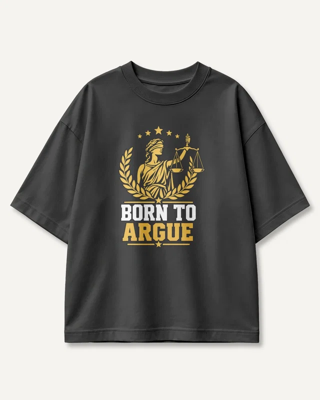 Born to Argue Oversized T-Shirt in Black — front
