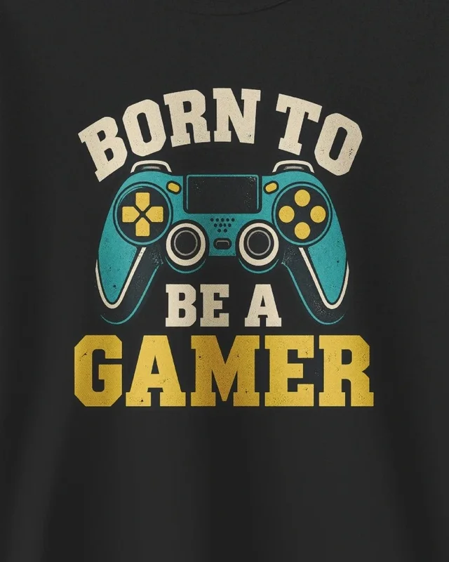 Born to Be a Gamer Sweatshirt in Black — design detail