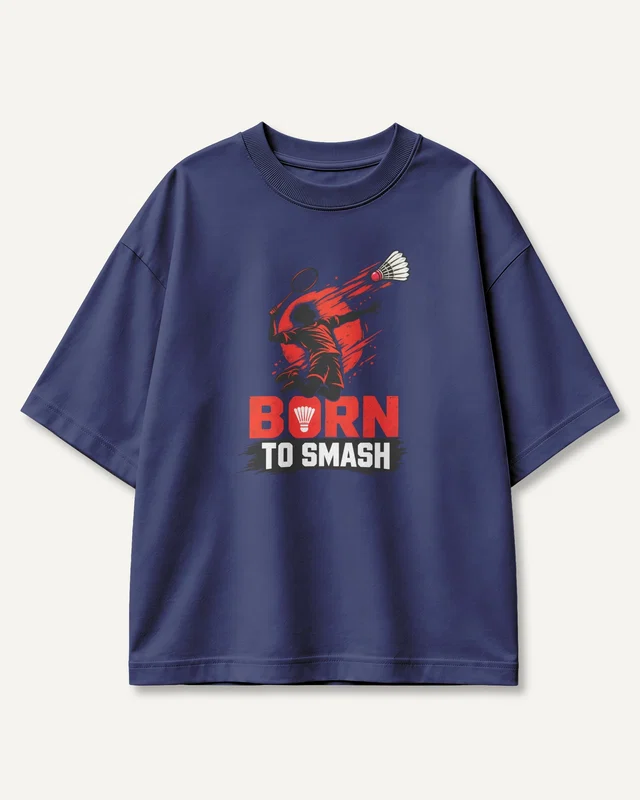 Born to Smash Oversized T-Shirt in Royal Blue — front