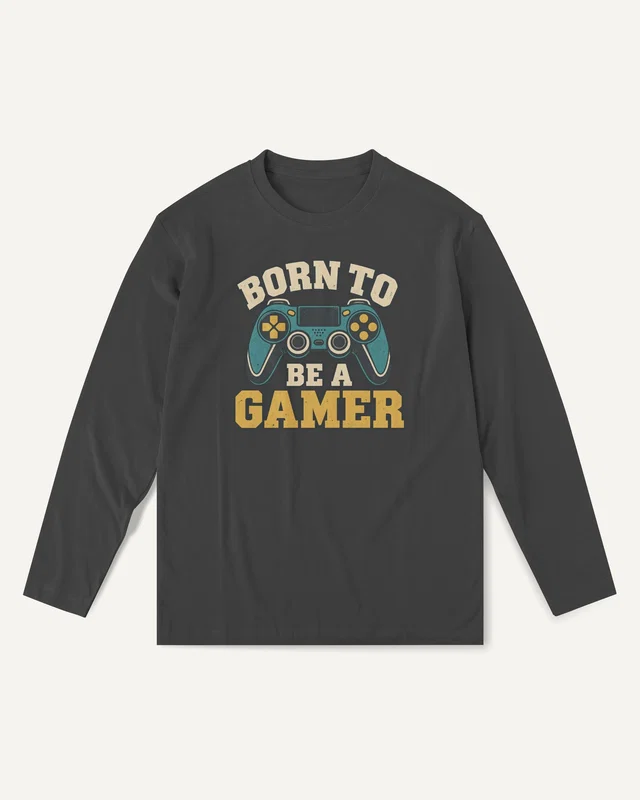 Born to Be a Gamer Long-Sleeve T-Shirt in Black — front