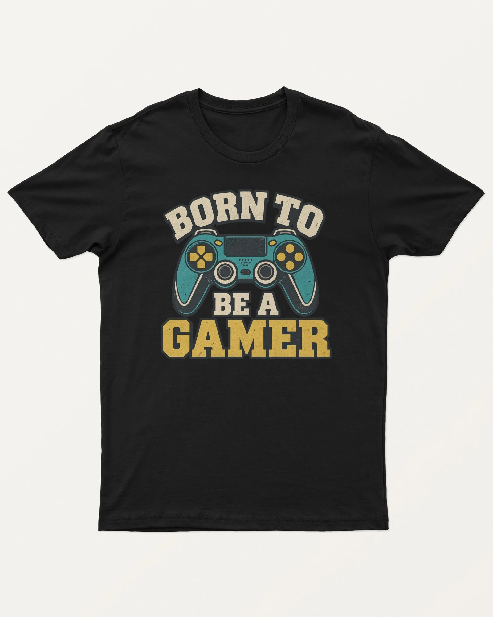 Born to Be a Gamer Regular T-Shirt in Black — front Born to Be a Gamer Regular T-Shirt in Black — front