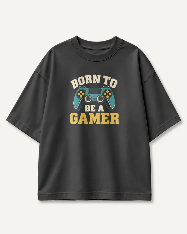 Born to Be a Gamer Oversized T-Shirt in Black — front