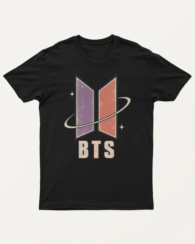 BTS Galaxy Regular T-Shirt in Black — front