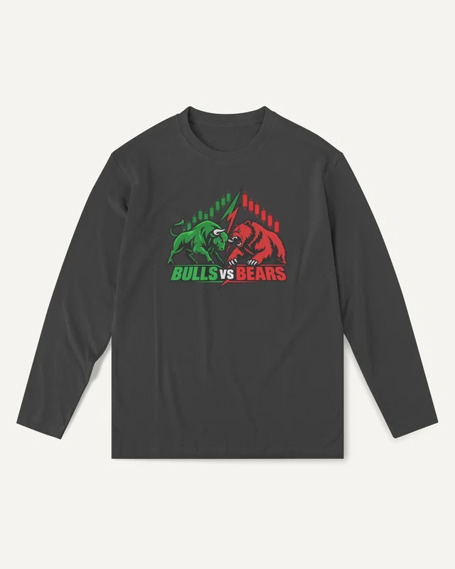 Bulls vs Bears Long-Sleeve T-Shirt in Black — front
