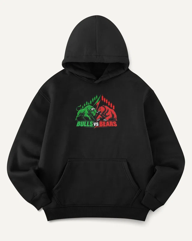 Bulls vs Bears Graphic Hoodie in Black — front