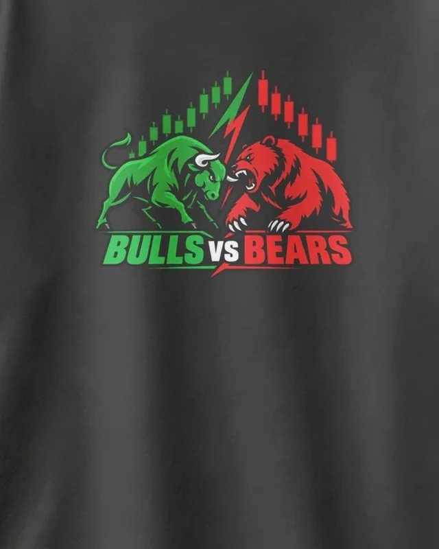 Bulls vs Bears Oversized T-Shirt in Black — design detail