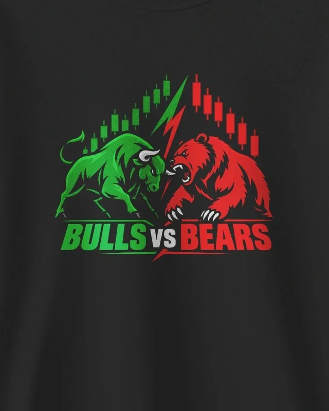 Bulls vs Bears Sweatshirt in Black — design detail