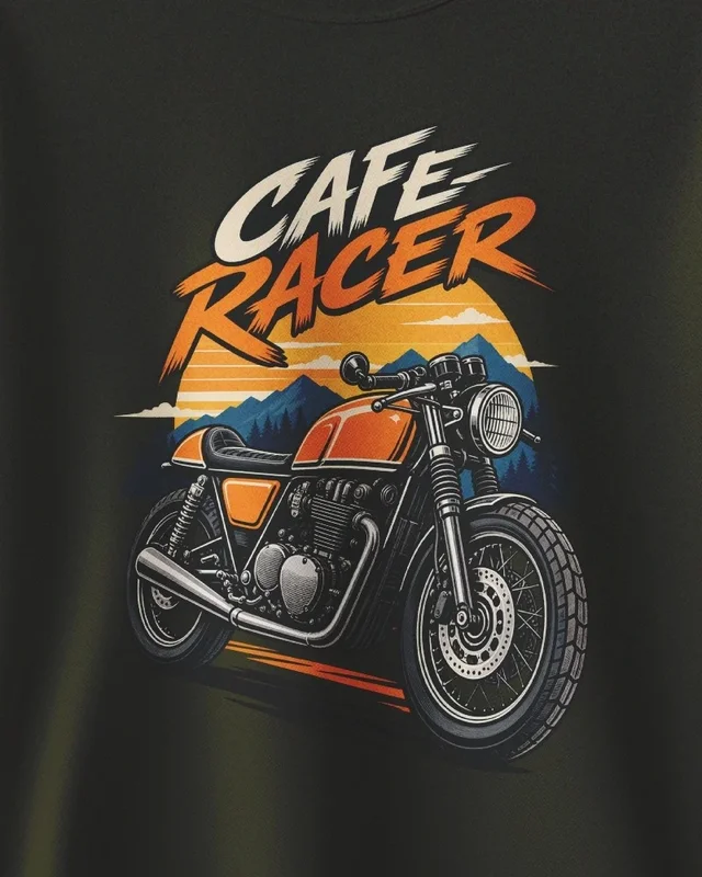Cafe Racer Sweatshirt in Olive Green — design detail