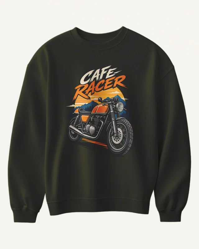 Cafe Racer Sweatshirt in Olive Green — front