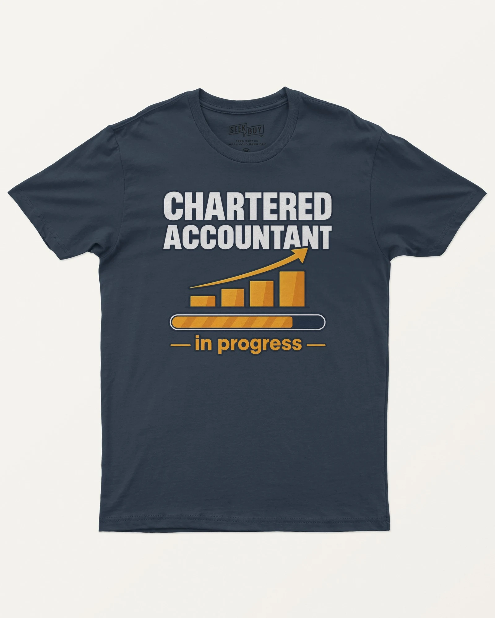 Chartered Accountant in Progress Regular T-Shirt in Navy Blue — front Chartered Accountant in Progress Regular T-Shirt in Navy Blue — front