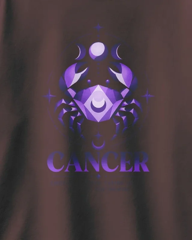 Cancer Oversized T-Shirt in Maroon — design detail
