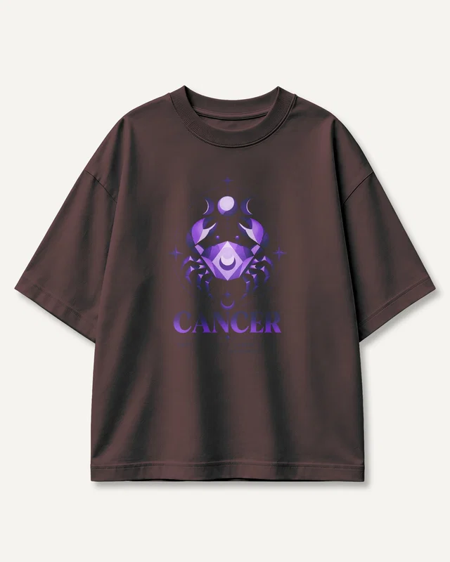 Cancer Oversized T-Shirt in Maroon — front