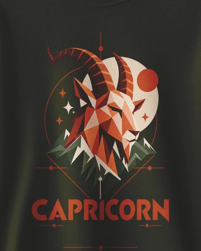 Capricorn Sweatshirt in Olive Green — design detail